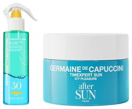 Germaine de Capuccini Timexpert Sun Set - Tělový voděodolný olej SPF 30 200 ml + regenerační pleťový krém 50 ml Dárková sada