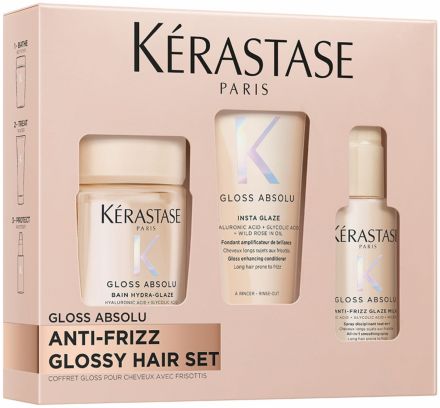 Kérastase Gloss Absolu Travel Set - Šampon 80 ml + péče 50 ml + termoochranný sprej 45 ml Dárková sada