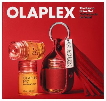 Olaplex The Key to Shine Set - N°.7 Bonding Oil™ 3 x 7,5 ml + Pouzdro s přívěskem na klíče Dárková sada