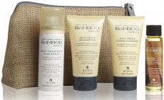 Alterna Bamboo Smooth Travel Set - Šampon 40ml + Kondicionér 40ml + Lak na vlasy 50ml + Uhlazující olej 9ml Dárková sada