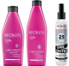 Redken Color Vánoční set - Šampon na barvené vlasy 300ml + Kondicioner na barvené vlasy 250ml + United One 150ml Dárková sada