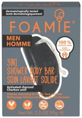 Foamie 3in1 Shower Body Bar For Men What A Man - Tuhá péče 3v1 pro muže s aktivním uhlím 90 g
