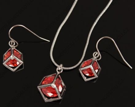 Souprava bižuterie Klícka se zirkony - červená 16730_1