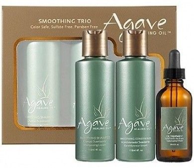 Bio Ionic Agave Smoothing Trio - Uhlazující šampon 118 ml + Uhlazující kondicionér 118 ml + Regenerační olej 59 ml Dárková sada