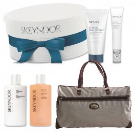 Skeyndor Power Hyaluronic Vánoční balíček č.2 - Hydratační emulze pro normální pleť 50ml + Gel na oční okolí a řasy 15ml + Čistící mléko 50ml + Pleťové tonikum 50ml + Cestovní taška Dárková sada