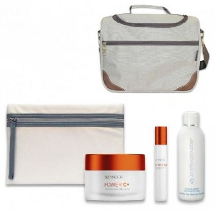 Skeyndor Power C+ Letní Sada č.7 - Krém suchá pleť 50ml + Krém na oční okolí 15ml + Odličovač očí 150ml + Neceser + Letní taška Dárková sada