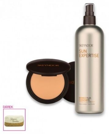 Skeyndor Sun Expertise Sun Set č.7 - Bronze Plus Hydratant 400ml + Make-up SPF50 01 - tmavý + Neceser Dárková sada
