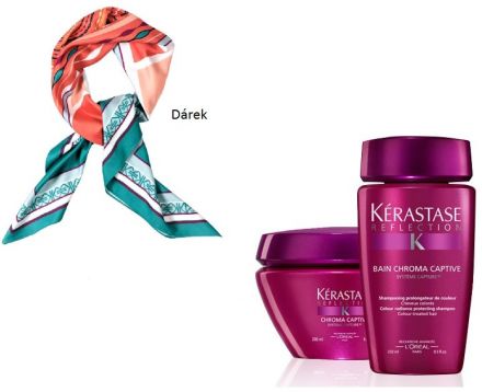 Kérastase Reflection Chroma Captive Summer Set - Šampon pro barvené vlasy 250ml + Maska pro zářivý lesk 200ml + Módní šátek Dárková sada