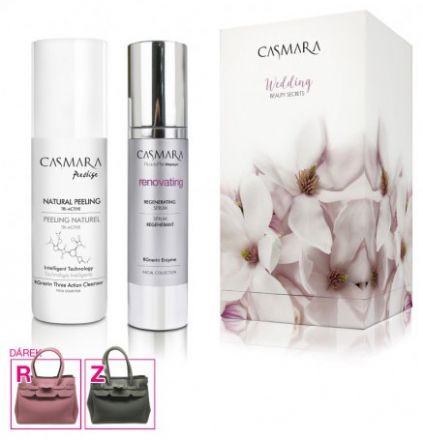 Casmara Wedding Beauty Secrets Vánoční sada 2018 - Regenerační anti-agingové sérum 50 ml + triaktivní peeling 150 ml + kabelka Dárková sada