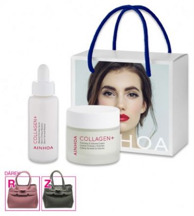 Ainhoa Collagen + Vánoční Sada - Krém pro pevnost a objem 50 ml + sérum 50 ml + kabelka Dárková sada