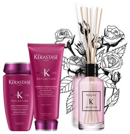 Kerastase Reflection Sada - Šampon pro barvené vlasy 250 ml + péče pro ochranu barvy 200 ml + interierová vůně 200 ml Dárková sada