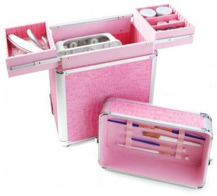 Profesionální hliníkový kufr na manikúru NailBox Růžový