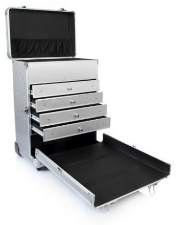 Profesionální kadeřnický hliníkový kufr Satge4 Stříbrný