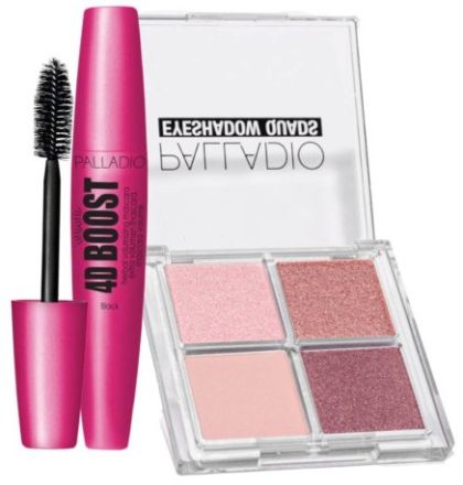 Palladio Vánoční Set - Řasenka černá + oční stíny Dárková sada