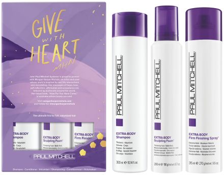 Paul Mitchell Extra-Body Trio Vánoční Sada - Šampon 300 ml + pěna 200 ml + lak na vlasy 125 ml Dárková sada