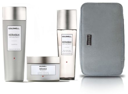 Goldwell Kerasilk Reconstruct Vánoční Set - Šampon 250ml + Maska 200ml + Sprej 125ml + Neceser Dárková sada