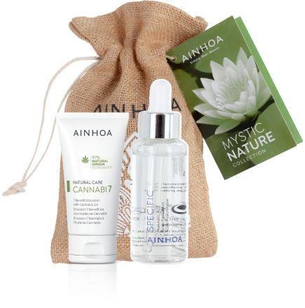 Ainhoa Cannabi7 Normální až Mastná Pleť Letní Sada - Emulze s konopným olejem 50 ml + kyselina hyaluronová 50 ml Dárková sada