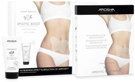 Arosha Lipolytic Boost Set - Formující náplast na břicho a boky 4x20 g + redukční krém 50 ml Dárková sada