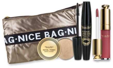 Pierre René Set Iconic Vánoční Sada - Minerální pudr Royal 6 g + řasenka 15 ml + lesk na rty Cover Gloss č. 3 8 ml Dárková sada