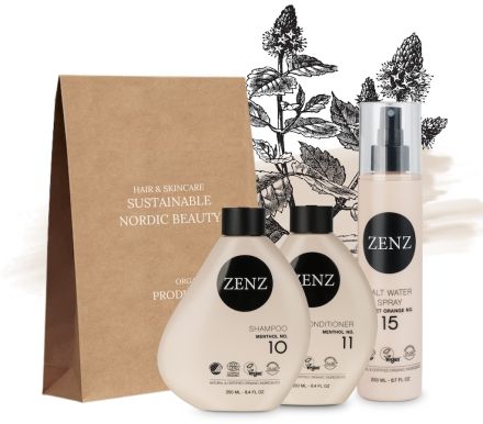 Zenz Organic Menthol Set - šampon Mentol 250 ml + kondicionér 250 ml + sprej s mořskou solí 200 ml Dárková sada