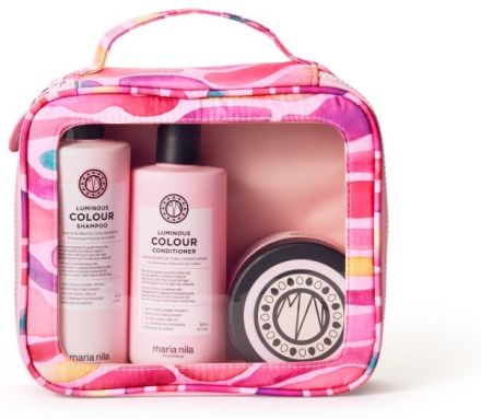 Maria Nila Luminous Colour Beauty Bag SS23 - Šampon 350 ml + kondicionér 300 ml + maska 250 ml Dárková sada