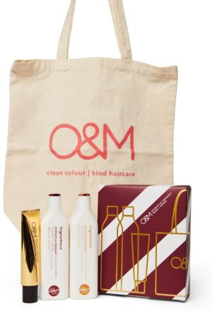 O&M PROMO Holiday Bag Hydrate Conquer 2023 Set - Hydratační šampon 350 ml + kondicionér 350 ml + balzám na vlasy 100 ml Dárková sada
