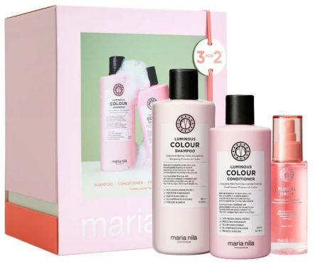 Maria Nila Luminous Color Holiday Box 2025 - Šampon 350 ml + kondicionér 300 ml + vůně do vlasů 100 ml Dárková sada