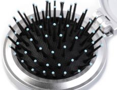 Skládací kartáč na vlasy se zrcátkem stříbrný 1ks