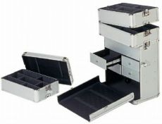 Profesionální kadeřnický hliníkový kufr Satge4 Stříbrný