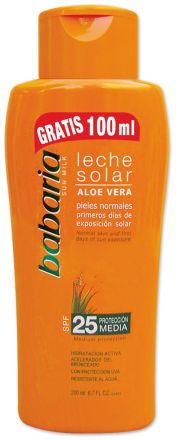 Babaria Sun Leche Solar Sun Milk Aloe Vera - Opalovací mléko s výtažkem z Aloe Vera SPF25 300ml