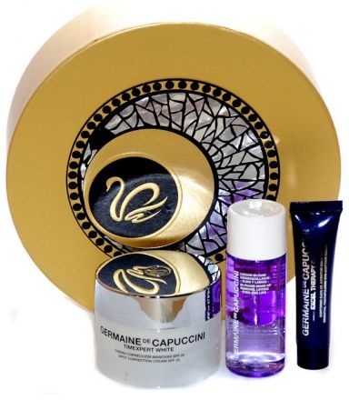 Germaine de Capuccini Timexpert White Diamond Set - Korekční krém na skvrny SPF20 50ml + Omlazující krém na oční okolí 15ml + Odličovací pleťová voda 50ml Dárková sada