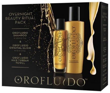 Orofluido Overnight Beauty Ritual Pack - Šampon 200 ml + Elixír 50 ml + Turban Dárková sada