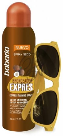 Babaria Express Tanning Spray - Bronzující sprej Express 200ml + Sluneční brýle + voda Aloe Vera 75ml zdarma