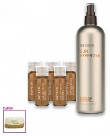 Skeyndor Sun Expertise Sun Set č.6 - Bronze Plus Hydratant 400ml + Reparační booster po slunění 12x2ml + Neceser Dárková sada
