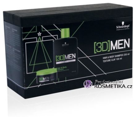 Schwarzkopf [3D] Men Vánoční sada - Hair & Body šampon na vlasy i tělo 250ml + Matující krém pro tvarování a objem vlasů 100ml Dárková sada