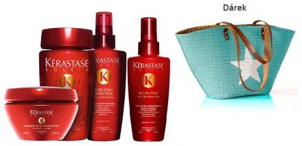 Kérastase Soleil Summer Set - Ochranný šampon 250ml + Regenerační maska 200ml + Ochranný fluid 125ml + Ochranná mlha 125ml + Plážová taška Dárková sada