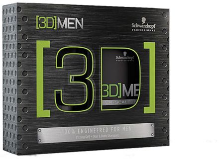 Schwarzkopf [3D] Men Engineered sada - Hair & Body šampon na vlasy i tělo 250ml + Fixační gel na vlasy 150ml Dárková sada