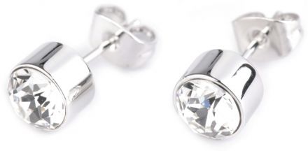 Rhodiované náušnice s broušeným kamenem 2ks