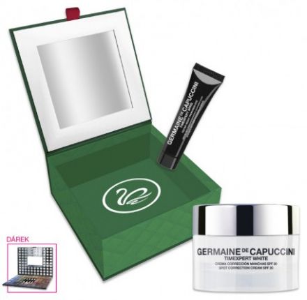Germaine de Capuccini Timexpert White Vánoční sada - Korekční krém na skvrny SPF20 50ml + Noční sérum na oční okolí 15ml + Paleta očních stínů 98ks x 1g Dárková sada