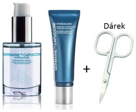 Germaine de Capuccini Hydracure Hyaluronic Force 4 - Hydratační sérum 30ml + Hydratační pleťová maska 75ml + Nůžtičky na nehty 1ks Dárková sada
