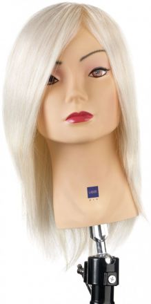 Cvičná hlava - 100% pravých vlasů Platinová blond 30cm