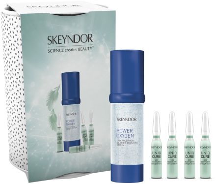 Skeyndor Power Oxygen letní sada - Revitaližační sérum 30 ml + SOS obnovující koncetrát 4 x 2 ml + ledvinka Dárková sada