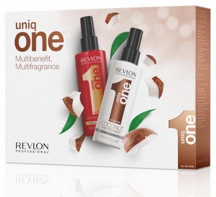 Revlon Uniq One Duo Kokos - Neoplachující péče klasik 150 ml + neoplachující péče kokos 150 ml Dárková sada