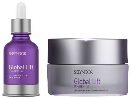 Skeyndor Global Lift Sada - Elixír na obličej a krk 30 ml + liftingový krém na oční okolí 15 ml Dárková sada