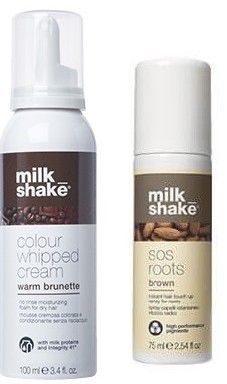 Milk Shake SOS Brown Sada - Sprej na odrosty brown 75 ml + vyživující pěna cold Brunnette 100 ml Dárková sada