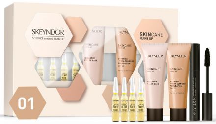 Skeyndor SkinCare Bezchybný make-up Set 1 - Make-up Hydra Comfort 01 30ml + Podkladová báze 30 ml + Řasenka Phenomenon 14ml + Liftingové ampule 4x2 ml Dárková sada