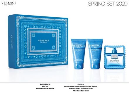 Versace Eau Fraiche Set - Sprchový gel 50 ml + balzám po holení 50 ml + EDT 50 ml Dárková sada