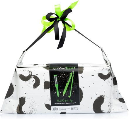 Gettin Fluo Mini Hair Straightener Set - Mini žehlička na vlasy Zelená + kartáč na vlasy Zelený Dárková sada