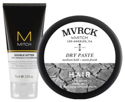 Paul Mitchell Mitch Double Hitter Duo Set - Mitch Pečující šampon 2v1 75 ml + Mvrck Stylingová pasta 113 ml Dárková sada