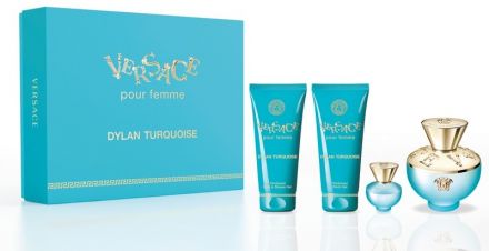 Versace Dylan Turquoise Sada - EDT 100 ml + EDT 5 ml + sprchový gel 100 ml + tělový krém 100 ml Dárková sada